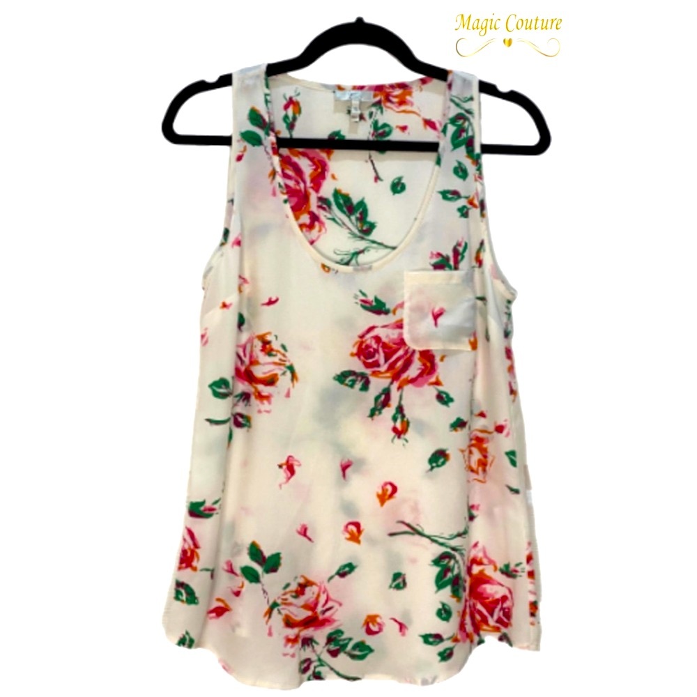 Joie Silk Floral Pocket Tank🌺🤍🎉